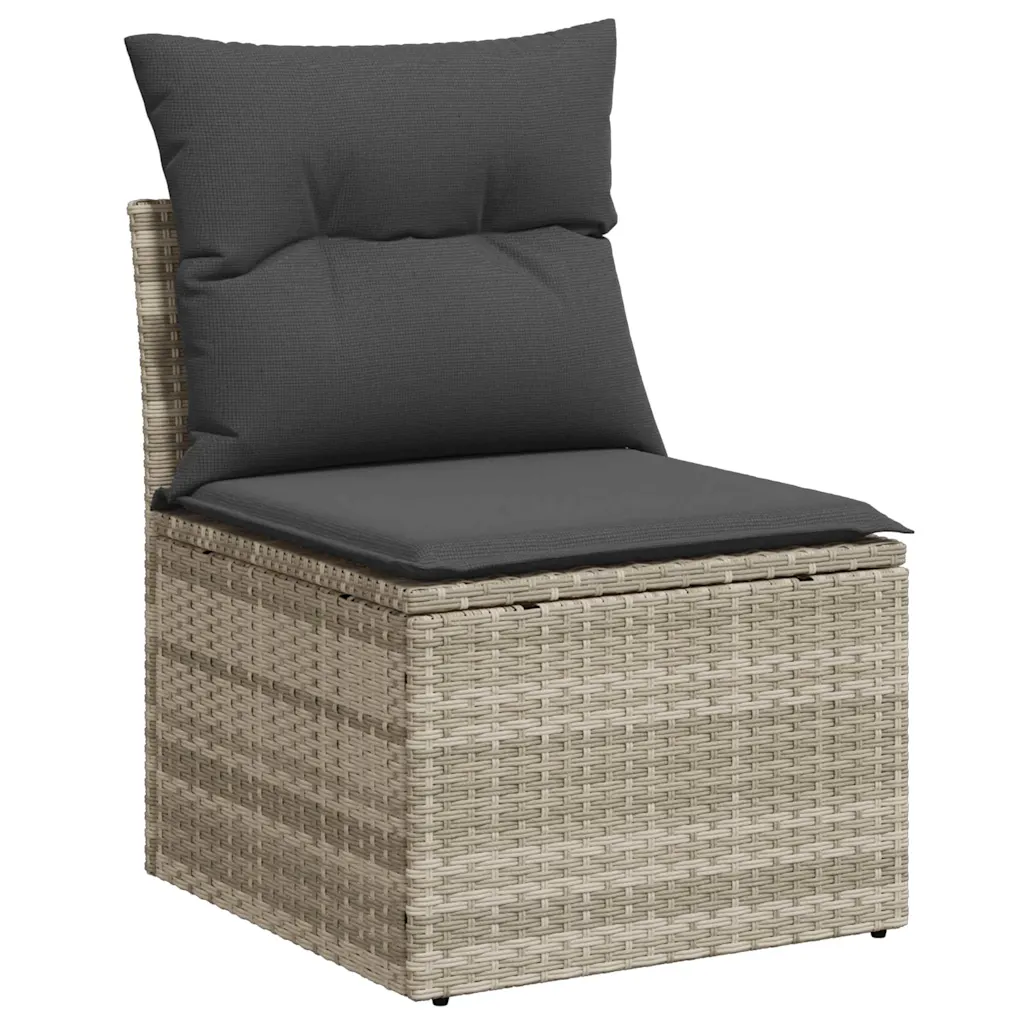 Modulaarne helehall polürotangist aiadiivani komplekt lauaga, laud 55 x 55 x 37 cm