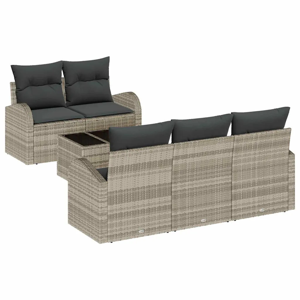 Helehall modulaarne polürotangist aiamööbli komplekt patjade ja lauaga 55 x 55 x 37 cm, 6 osa