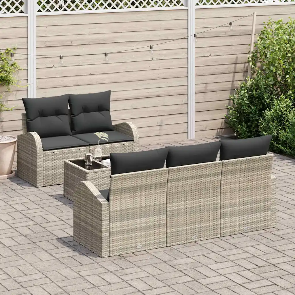 Helehall modulaarne polürotangist aiamööbli komplekt patjade ja lauaga 55 x 55 x 37 cm, 6 osa