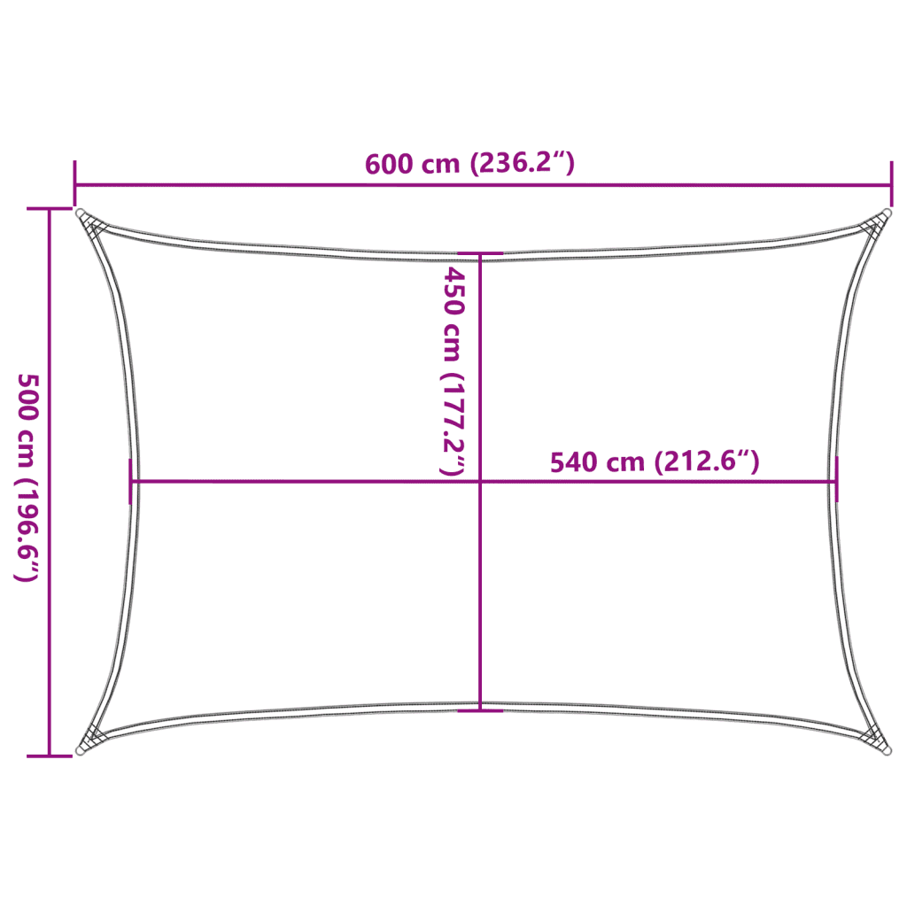 Päikesepuri ristkülikukujuline, helehall HDPE, 5 x 6 m, 160 g/m²