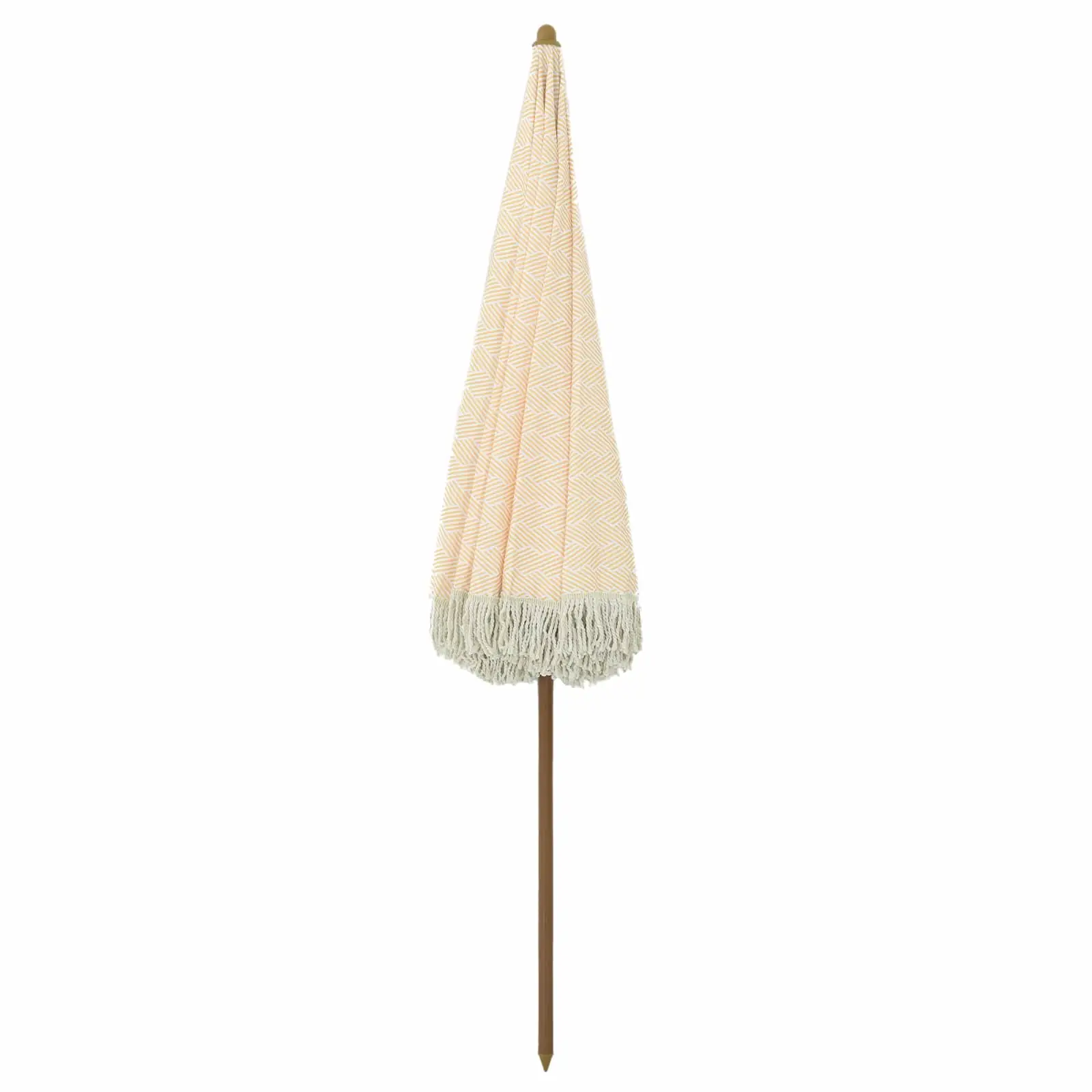 Kallutatav kollase-valge rannapäikesevari, polüester ja teras, 205 x 205 x 210 cm