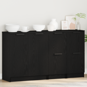 Kappide komplekt 3-osaline, must tamm, tehispuit, 120 x 30 x 70 cm