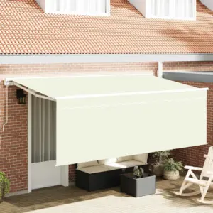 Käsitsi reguleeritav terrassivarikatus rulookardinaga, kreemjas, 350 x 200 cm