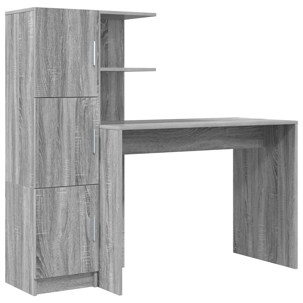 Kirjutuslaud ülemise kapiga, 2-osaline komplekt, hall sonoma, 133,5 x 50 x 124 cm