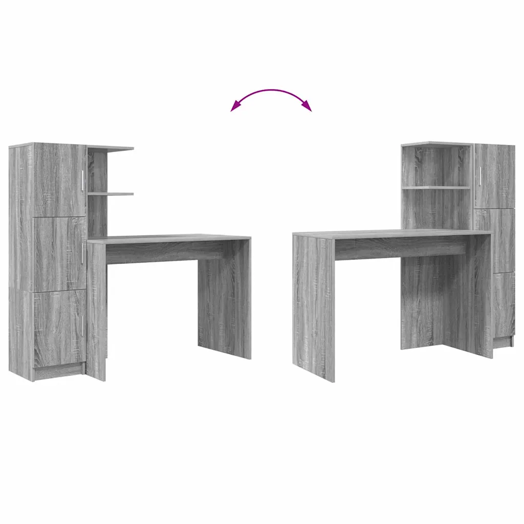 Kirjutuslaud ülemise kapiga, 2-osaline komplekt, hall sonoma, 133,5 x 50 x 124 cm