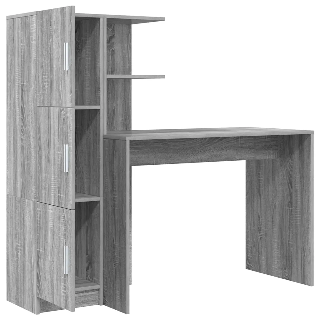 Kirjutuslaud ülemise kapiga, 2-osaline komplekt, hall sonoma, 133,5 x 50 x 124 cm