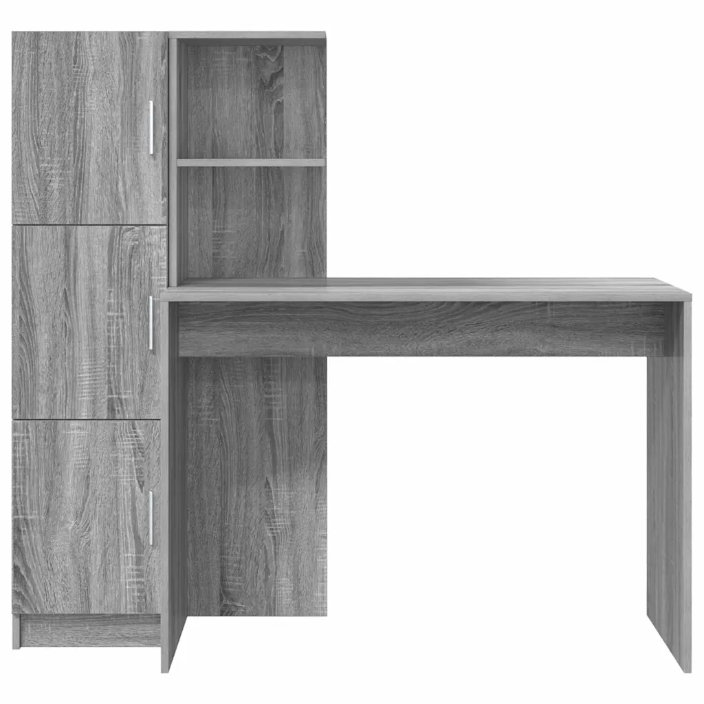 Kirjutuslaud ülemise kapiga, 2-osaline komplekt, hall sonoma, 133,5 x 50 x 124 cm