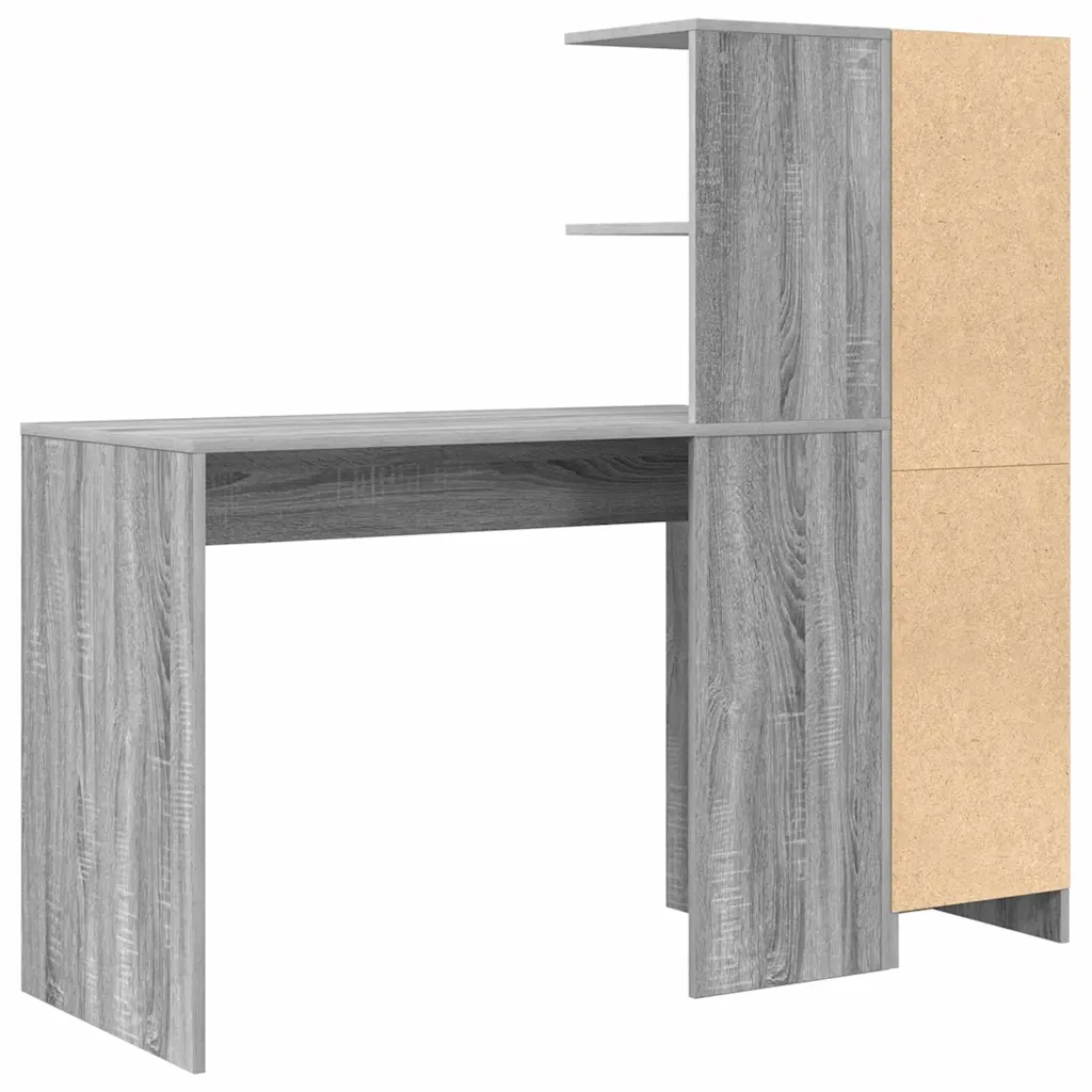Kirjutuslaud ülemise kapiga, 2-osaline komplekt, hall sonoma, 133,5 x 50 x 124 cm