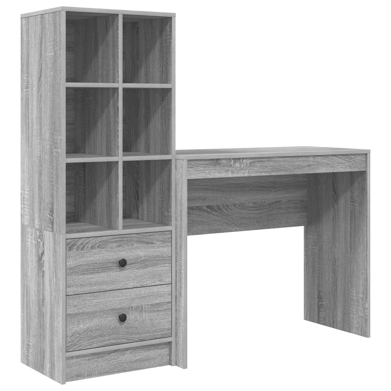 Kirjutuslaud kõrge riiulikapiga, 2-osaline komplekt, hall sonoma, 135,5 x 40 x 127 cm