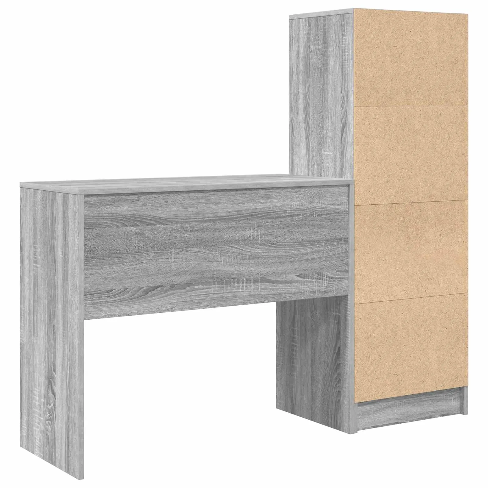 Kirjutuslaud kõrge riiulikapiga, 2-osaline komplekt, hall sonoma, 135,5 x 40 x 127 cm