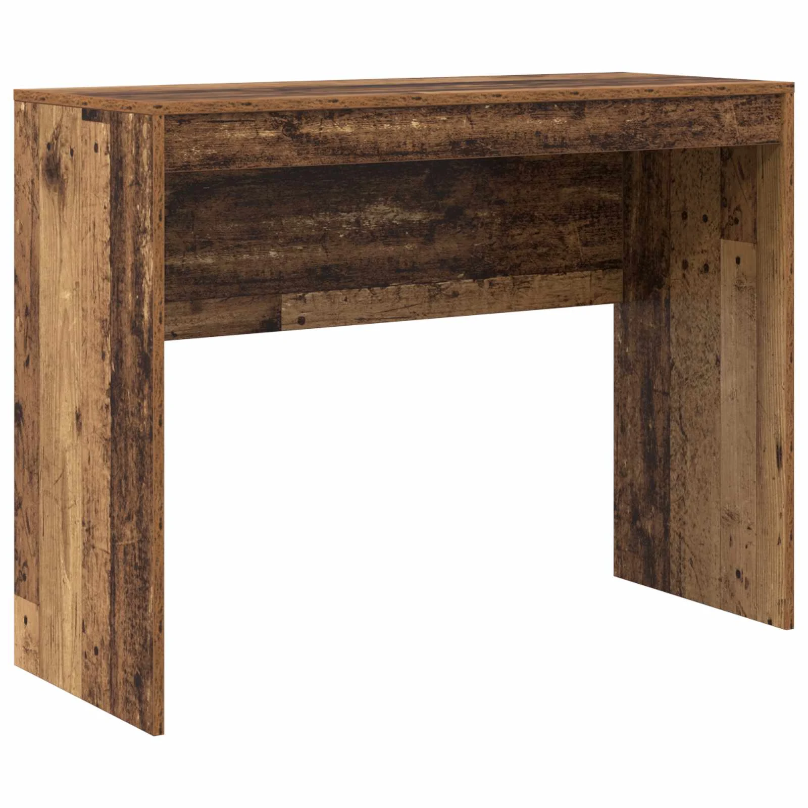 Kirjutuslaud ja kõrge riiulikapp sahtlite ja riiulitega, vana puidu toon, 145,5 x 40 x 127 cm