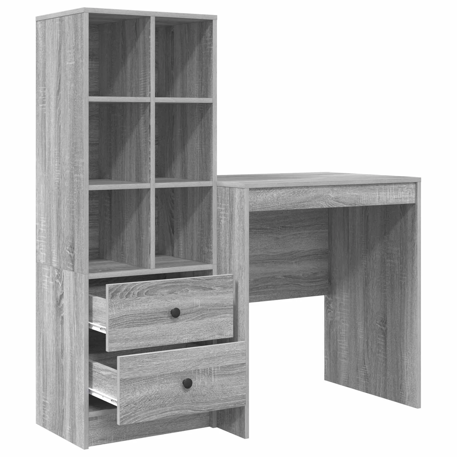 Kirjutuslaud kõrge riiulkapiga, 2-osaline komplekt, hall sonoma, 115,5 x 50 x 127 cm