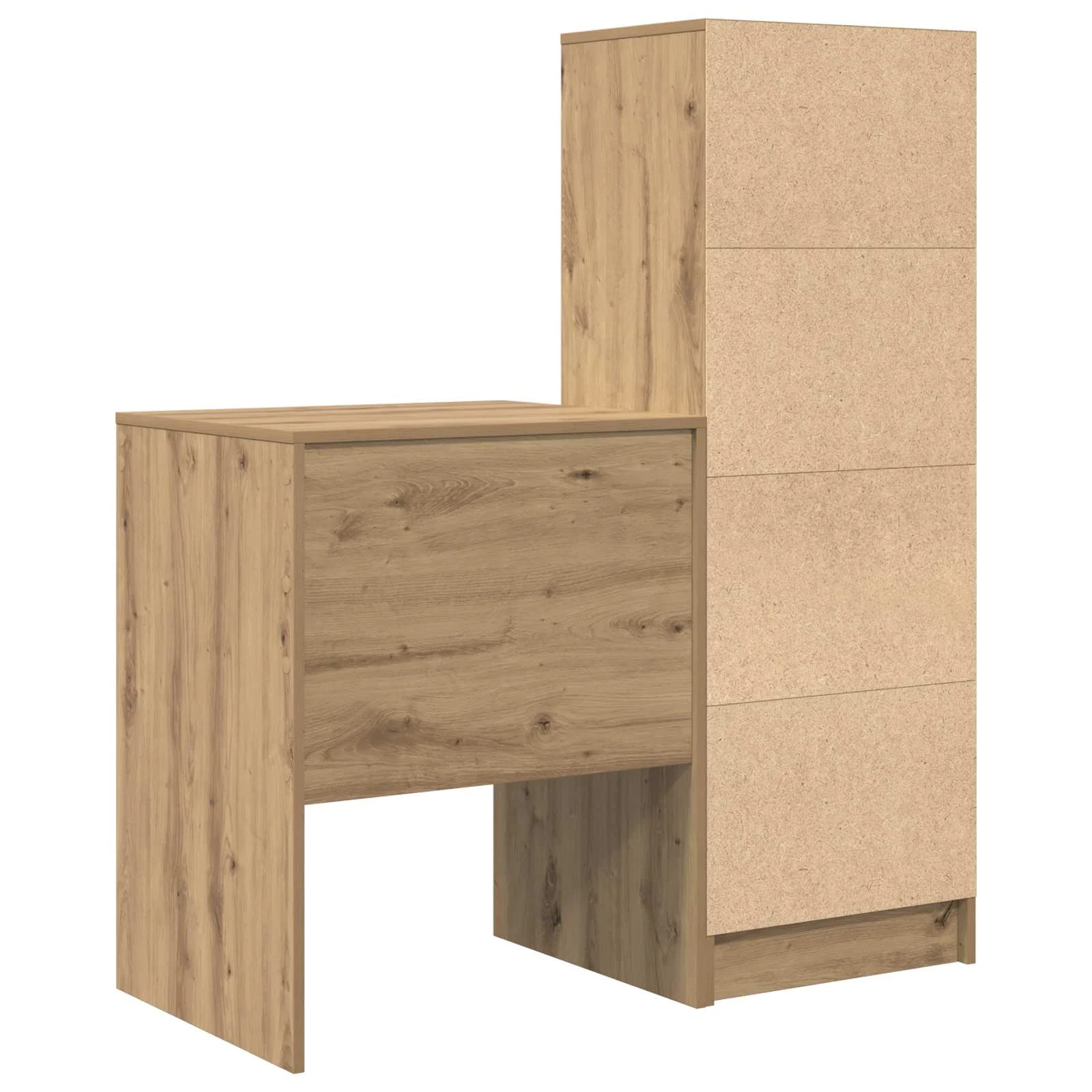 Kirjutuslaud riiulkapiga, tehispuit, käsitööpuidu toon, 2-osaline komplekt, 105,5 x 50 x 127 cm