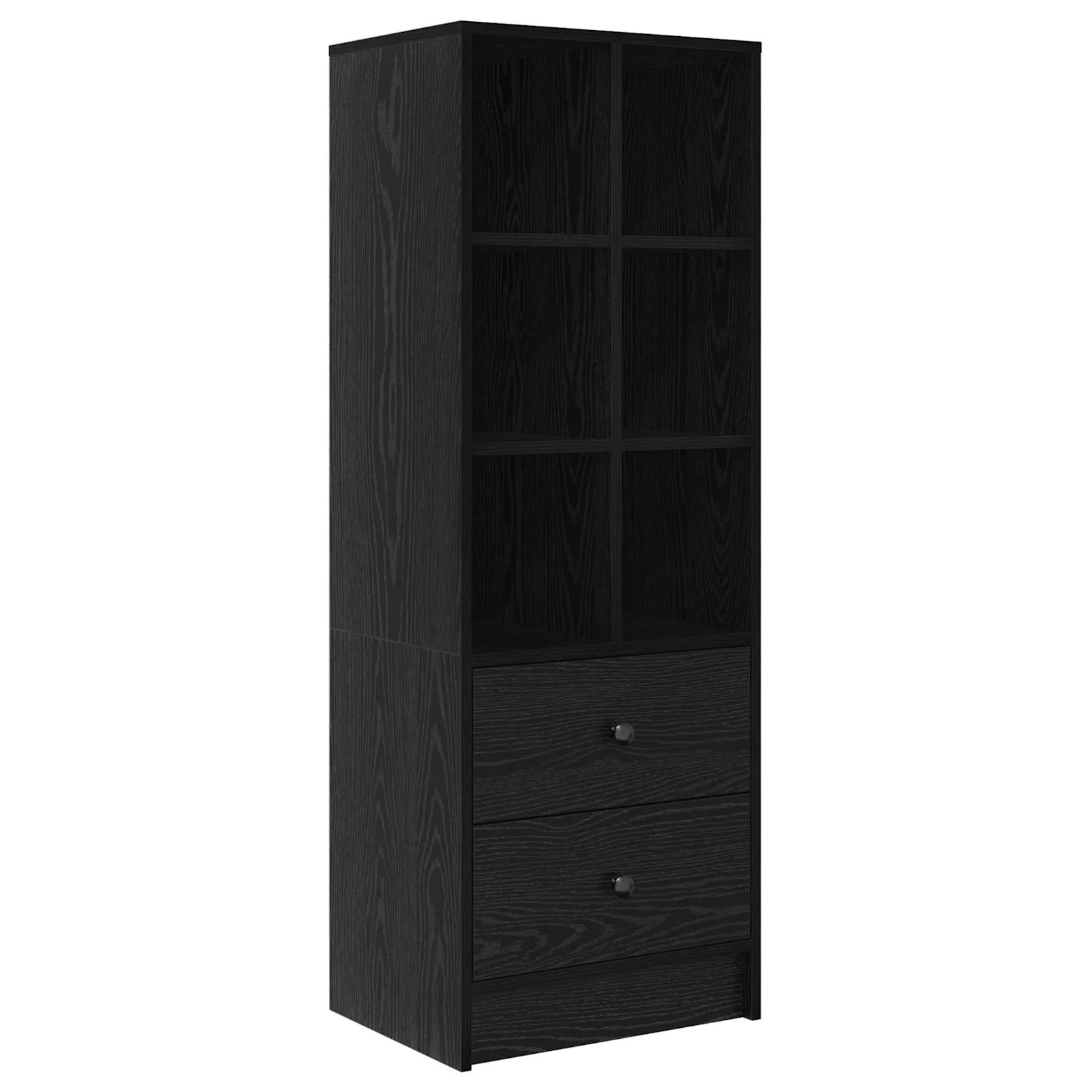 Kirjutuslaud kõrge riiulkapiga, 2-osaline komplekt, must tamm, 125,5 x 50 x 127 cm