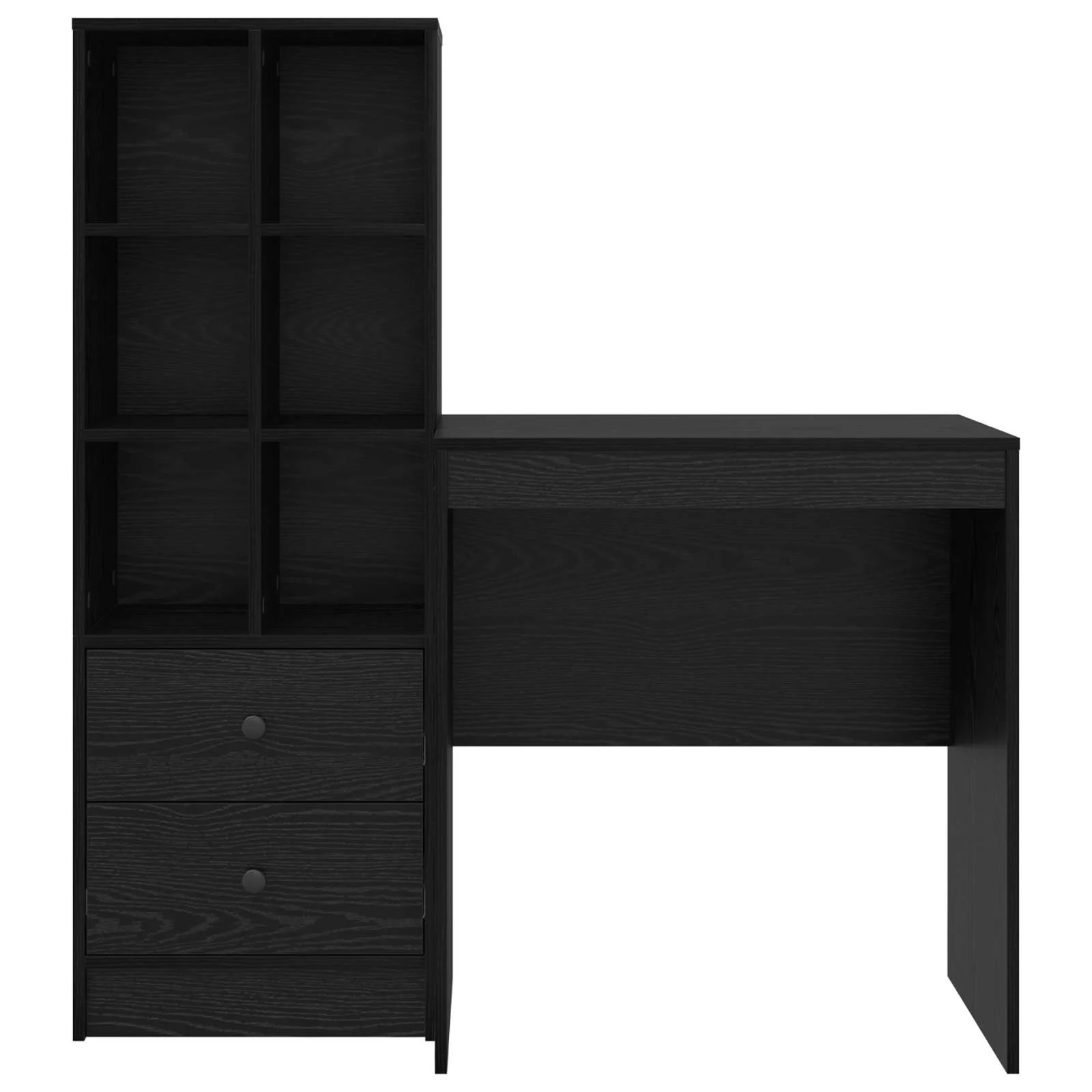 Kirjutuslaud kõrge riiulkapiga, 2-osaline komplekt, must tamm, 115,5 x 50 x 127 cm