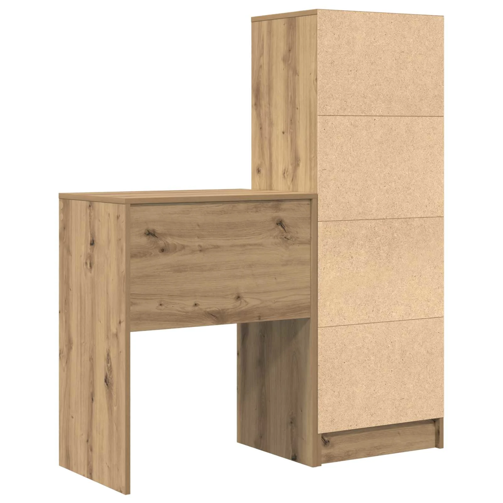 Kirjutuslaud ja kõrge riiulkapp, tehispuit, käsitööpuu tooni, 105,5 x 34 x 127 cm, 2-osaline komplekt