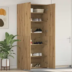 Kõrge jalatsikapp 6 riiuliga, pruun tehispuit, 80 x 35,5 x 180 cm