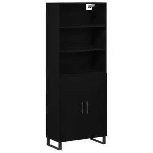 Kõrgkapp avatud riiulitega, 2 tk, must tammeimitatsioon, tehispuit, 69,5 x 32,5 x 180 cm
