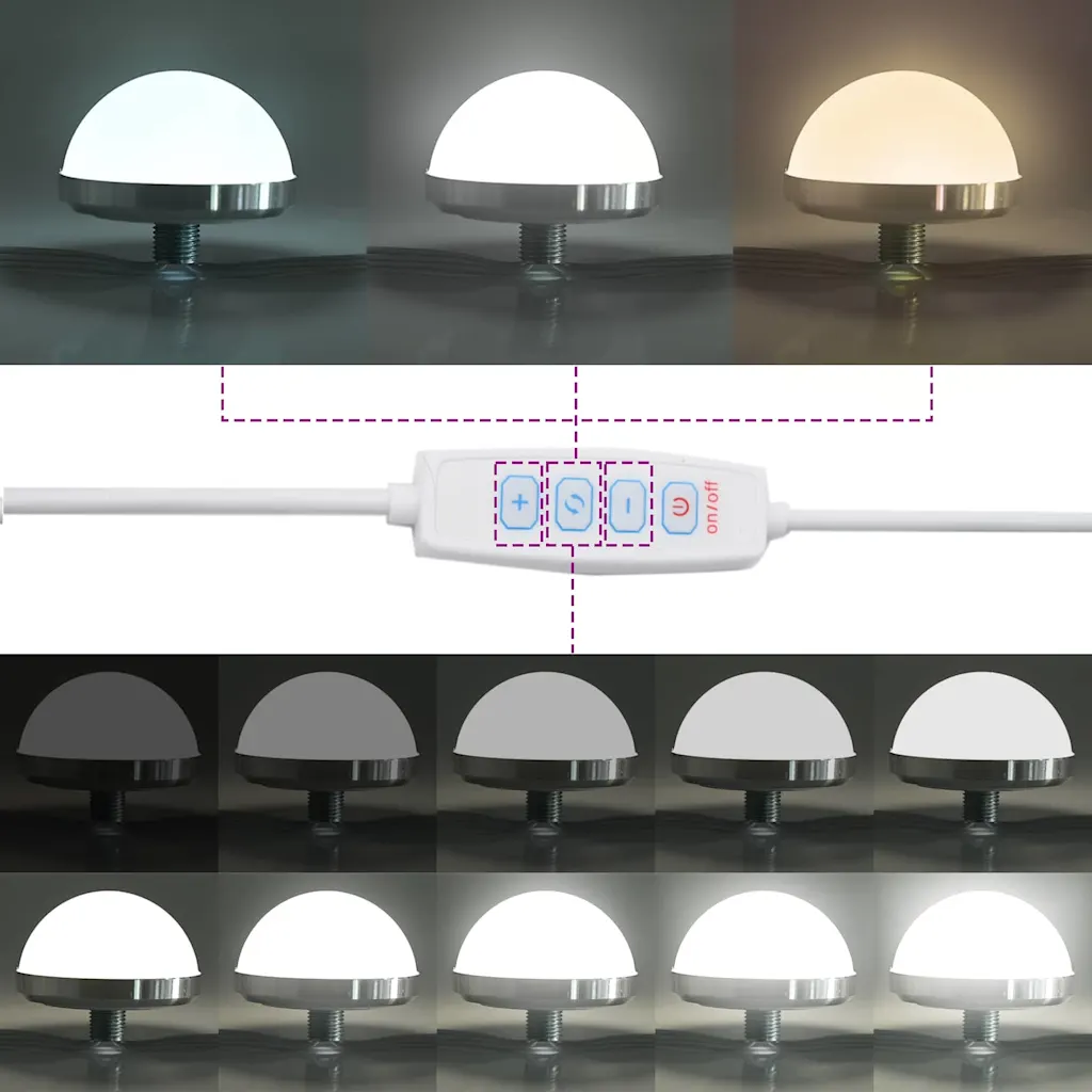 Kosmeetikalaud LED-peeglivalgustusega ja riidepeegel, 2-osaline komplekt, suitsetatud tamme toonis, tehispuit