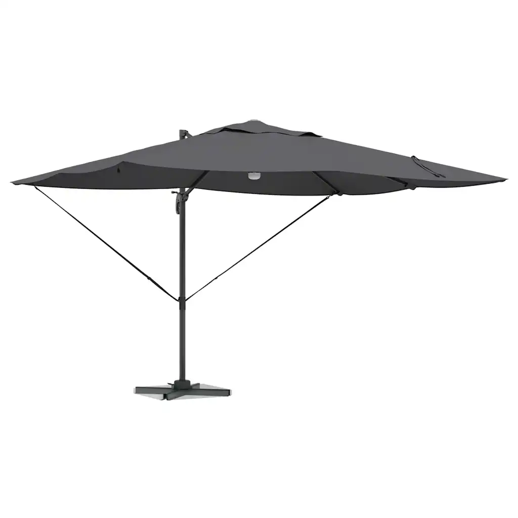 Külgvarda päikesevari LED-ribatuled, antratsiit, 351 x 250 x 253 cm, polüesterkate ja alumiiniumraam, kallutatav ja 360° pöörlev