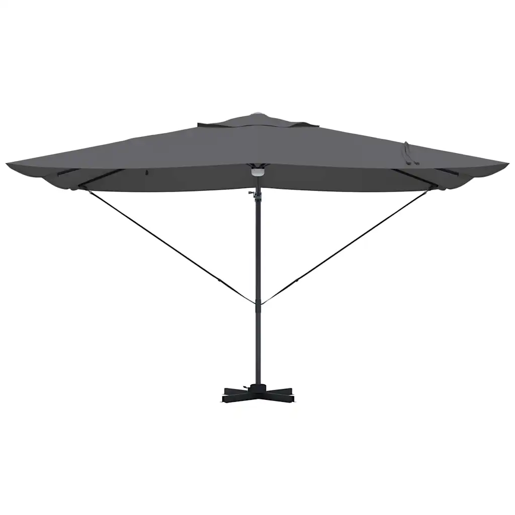 Külgvarda päikesevari LED-ribatuled, antratsiit, 351 x 250 x 253 cm, polüesterkate ja alumiiniumraam, kallutatav ja 360° pöörlev