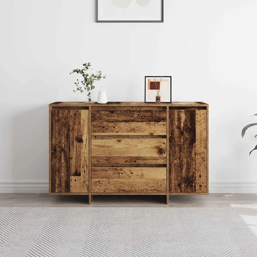 Kummut 3 sahtli ja 2 uksega, vana puidu toon, tehispuit, 120 x 41 x 75 cm