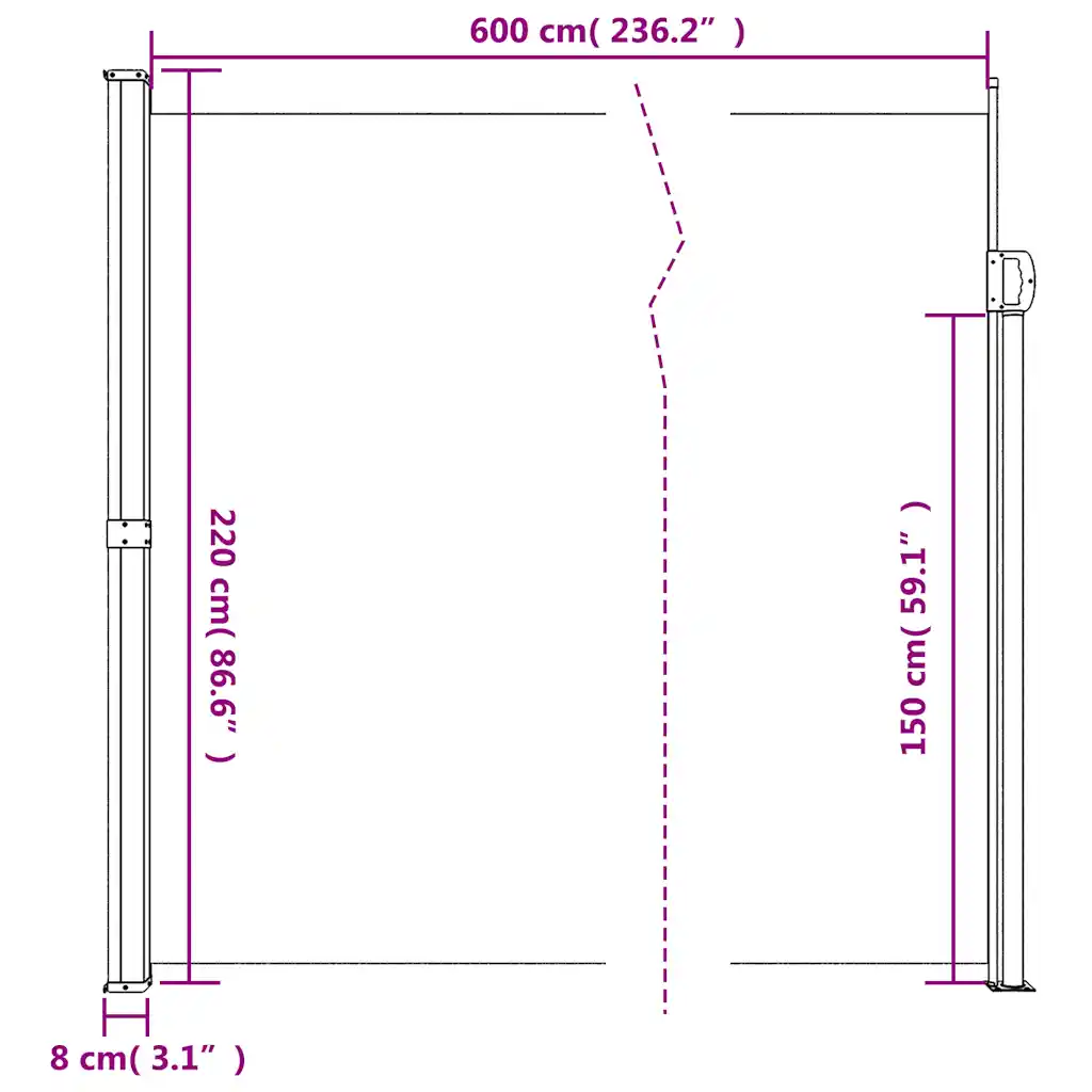 Lahtikeritav terrassi privaatsussein, beež, 220 x 600 cm