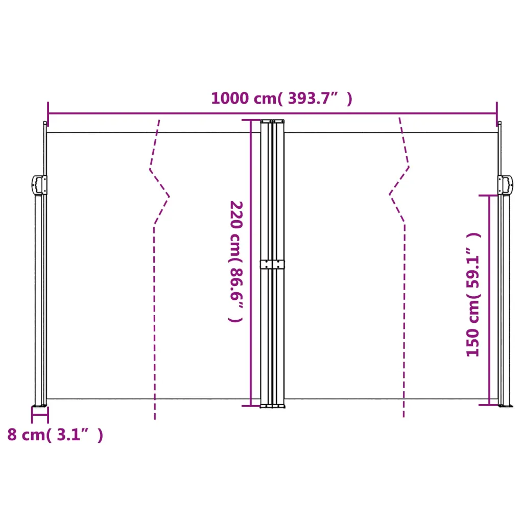 Lahtikeritav terrassi privaatsussein terrakota, 220 x 1000 cm