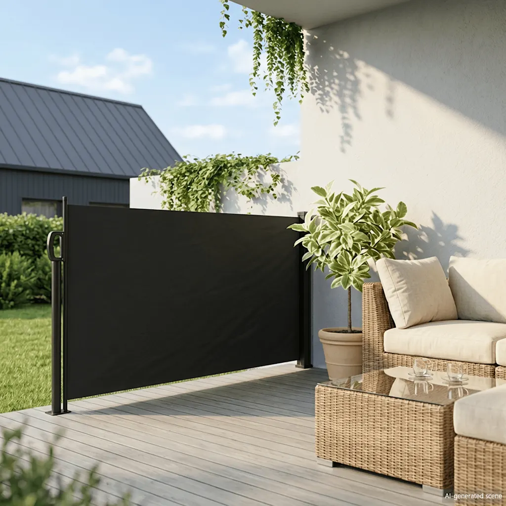 Lahtirullitav terrassi privaatsussein, must, 100 x 300 cm