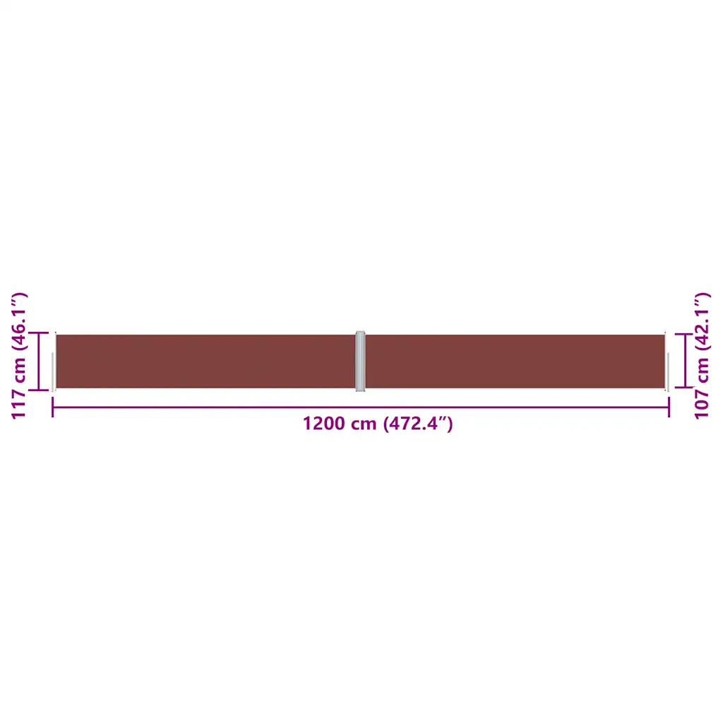 Lahtitõmmatav kahepoolne aia külgsein, pruun, 117 x kuni 1200 cm