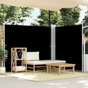 Lahtitõmmatav kahepoolne külgmarkiis, must, 180 x 600 cm