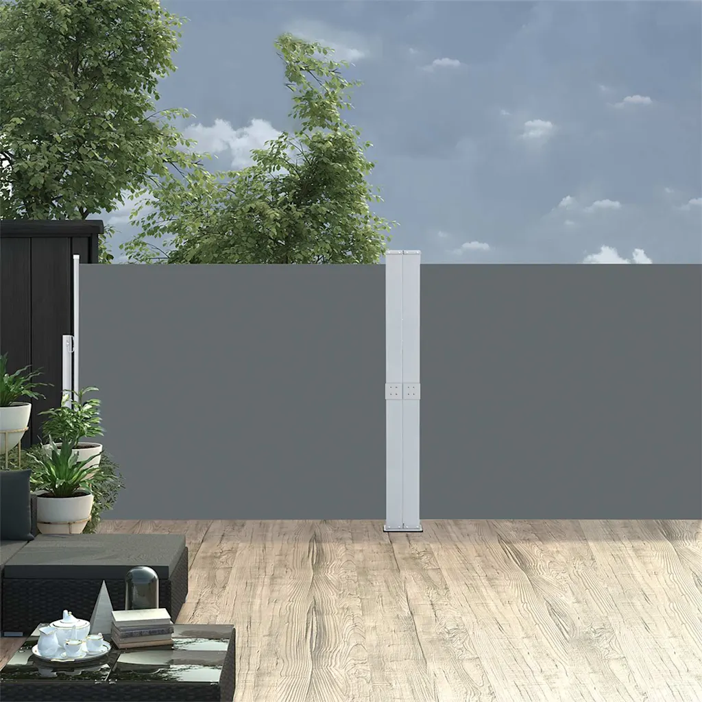 Lahtitõmmatav külgmarkiis terrassile, UV-kindel, 140 x kuni 1200 cm, antratsiithall