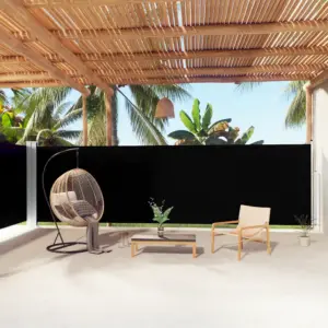 Lahtitõmmatav kahepoolne külgsein terrassile, 180 x kuni 1000 cm, must