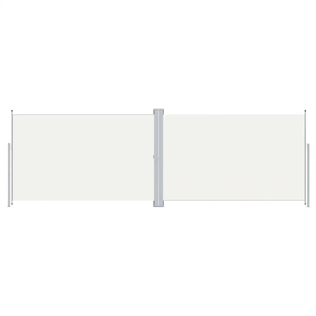 Lahtitõmmatav kahepoolne külgsein aiale ja terrassile, kreemjasvalge, 200 x kuni 600 cm
