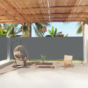 Lahtitõmmatav kahepoolne külgsein privaatsuse ja tuulekaitseks, antratsiithall, 200 x kuni 1000 cm