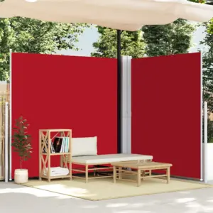 Kahepoolne lahtitõmmatav külgsein terrassile, punane, 200 x 600 cm