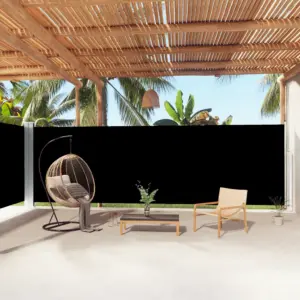 Lahtitõmmatav külgsein terrassile, must, 200 x 1000 cm