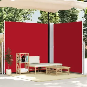 Lahtitõmmatav kahepoolne külgsein tuule- ja päikesekaitseks, punane, 220 x 600 cm