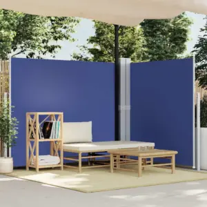 Lahtitõmmatav kahepoolne külgsein tuuletõkkeks, sinine, 180 x 600 cm
