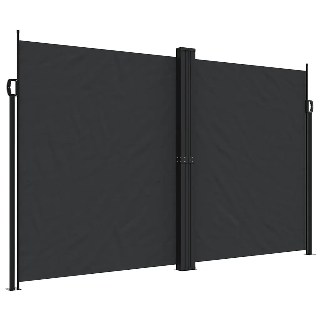 Lahtitõmmatav terrassi privaatsussein, must, PU-kattega polüester, teras- ja alumiiniumraam, 200 x 1200 cm