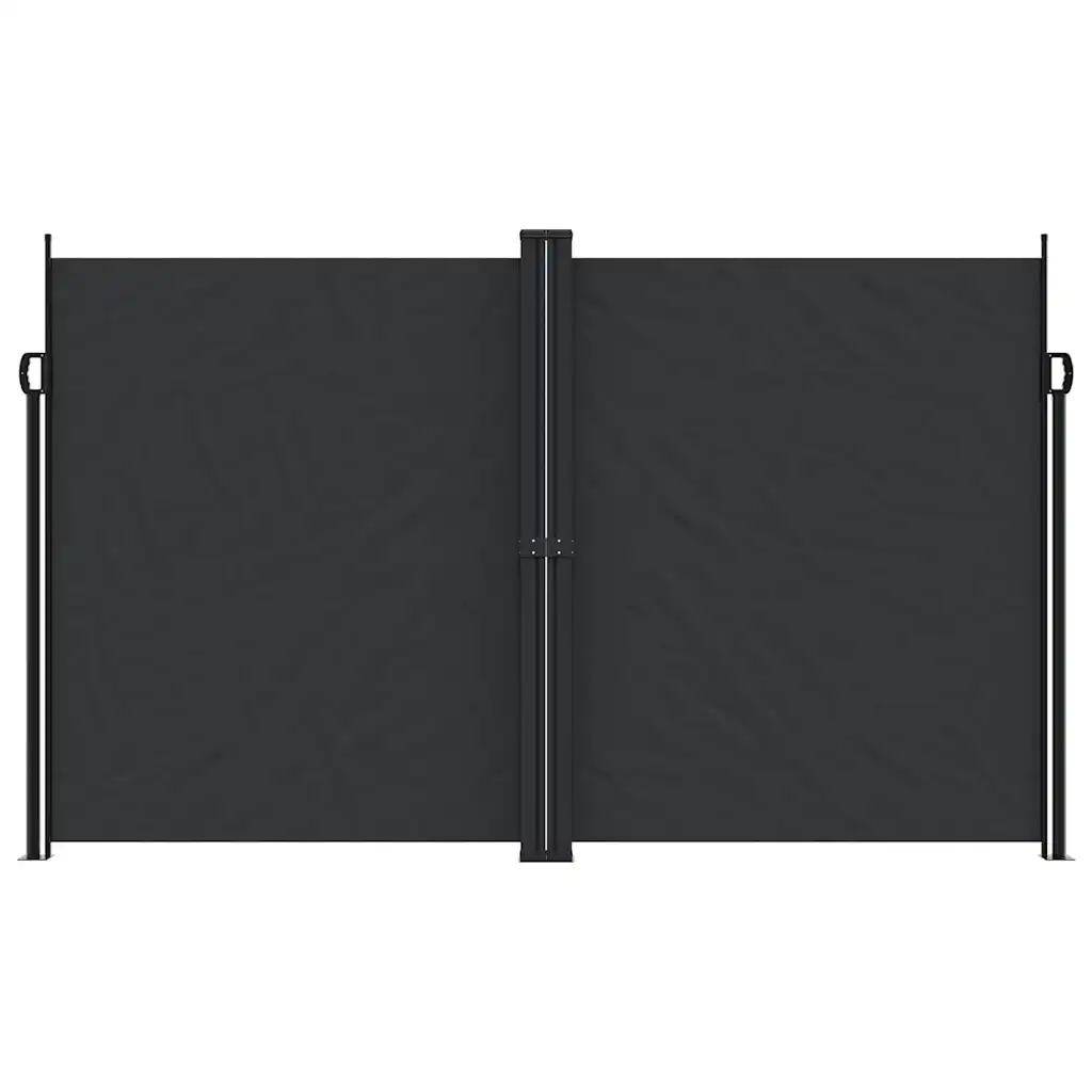 Lahtitõmmatav terrassi privaatsussein, must, PU-kattega polüester, teras- ja alumiiniumraam, 200 x 1200 cm
