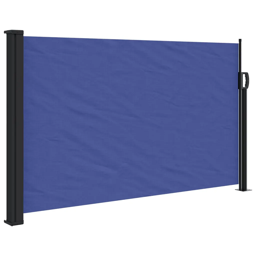Lahtitõmmatav terrassi privaatsussein, sinine, PU-kattega polüester, teras- ja alumiiniumraam, 120 x 600 cm