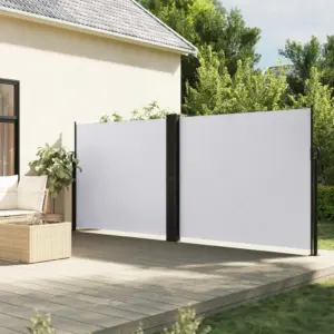 Lahtitõmmatav terrassi privaatsussein, valge, 160 x 1000 cm