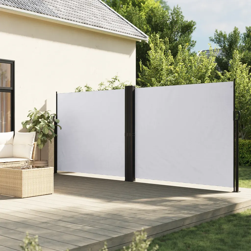 Lahtitõmmatav terrassi privaatsussein, valge, 160 x 1000 cm