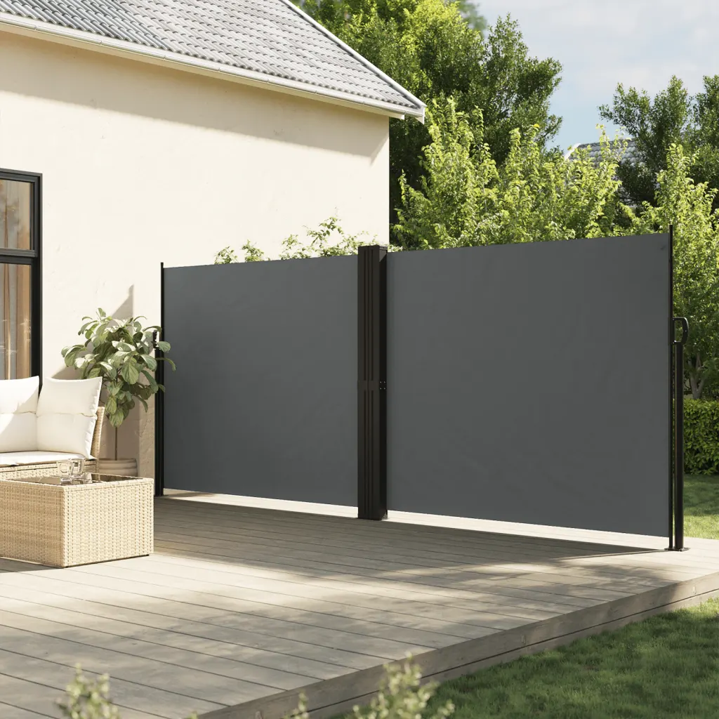 Lahtitõmmatav privaatsussein terrassile, veekindel, antratsiithall, 180 x 1200 cm