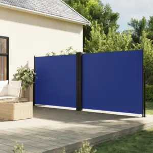 Lahtitõmmatav terrassi privaatsussein, sinine, PU-kattega polüester, terasest ja alumiiniumist raam, 180 x 1200 cm