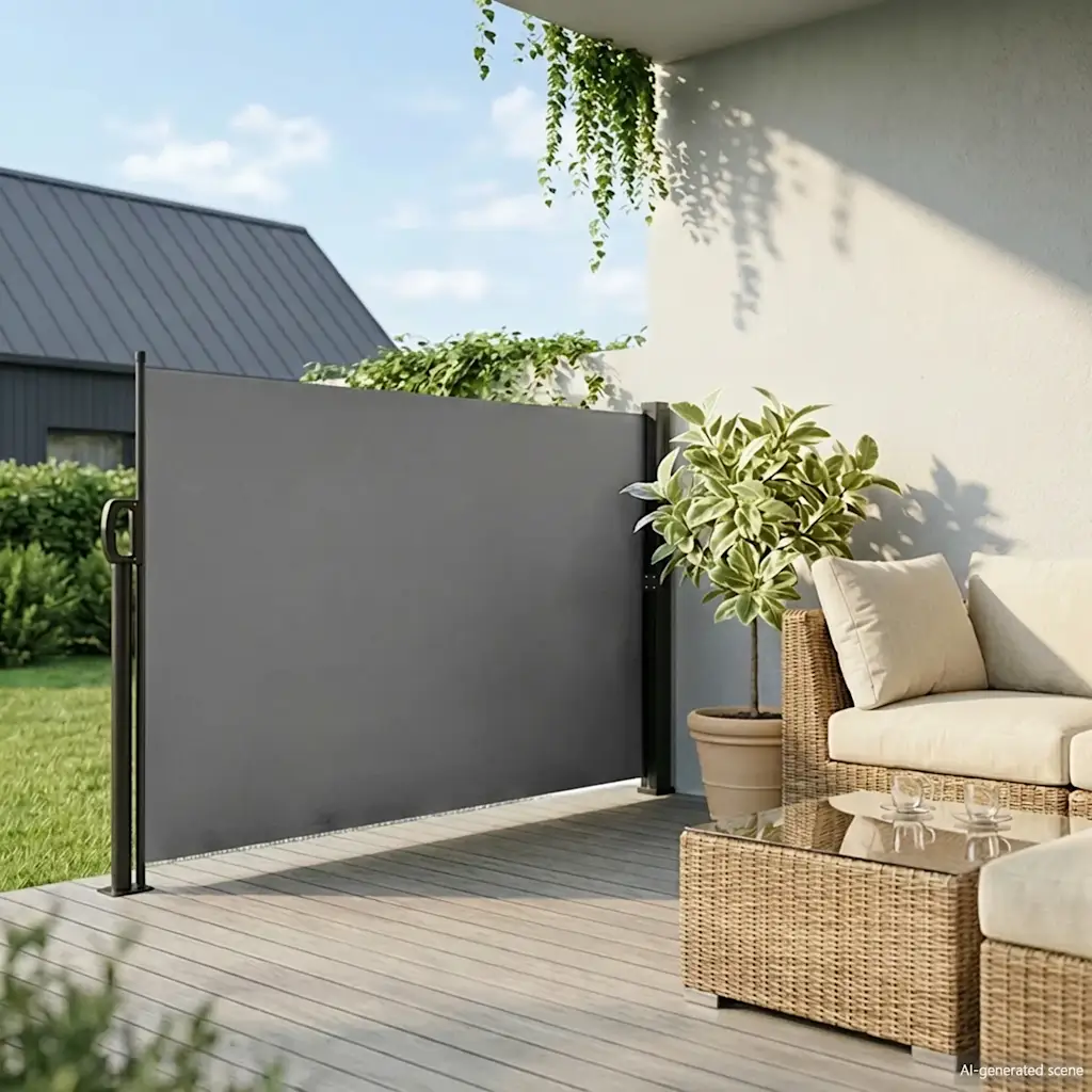 Lahtitõmmatav terrassi privaatsussein, antratsiithall, 180 x 500 cm
