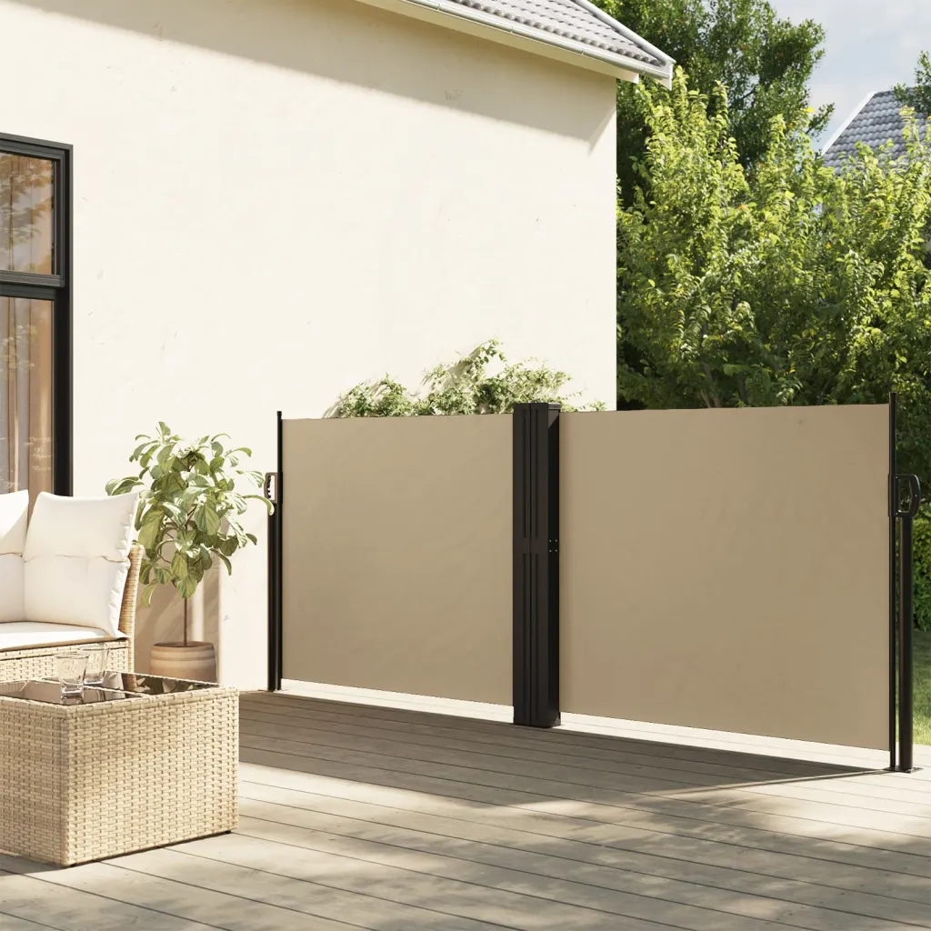 Lahtitõmmatav terrassi privaatsussein, beež, 140 x 1200 cm