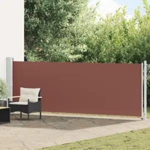 Lahtitõmmatav terrassi külgmarkiis, pruun-hall, 140 x 600 cm