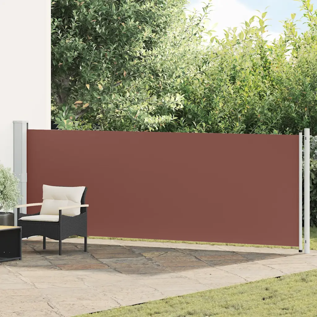 Lahtitõmmatav terrassi külgmarkiis, pruun-hall, 140 x 600 cm